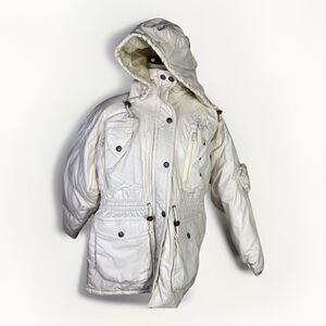 Triple Fat Goose Women Cream Bomber Down Puffer Jacket Size XL Thick Warm Puffy